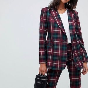 Plaid Blazer in Red and Green with match flared pants, excellent condition